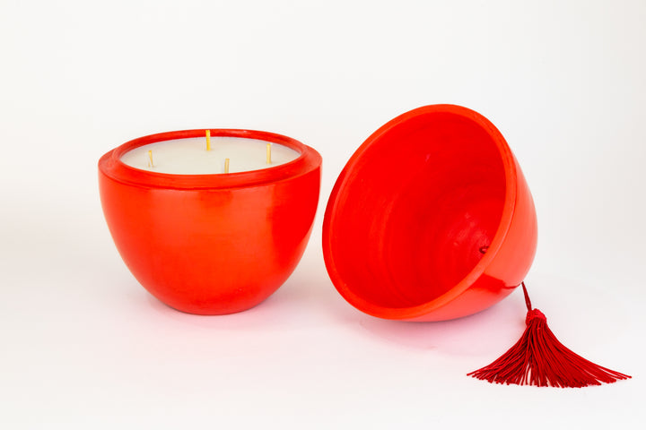 Red Moroccan Egg-Shaped Scented Candle