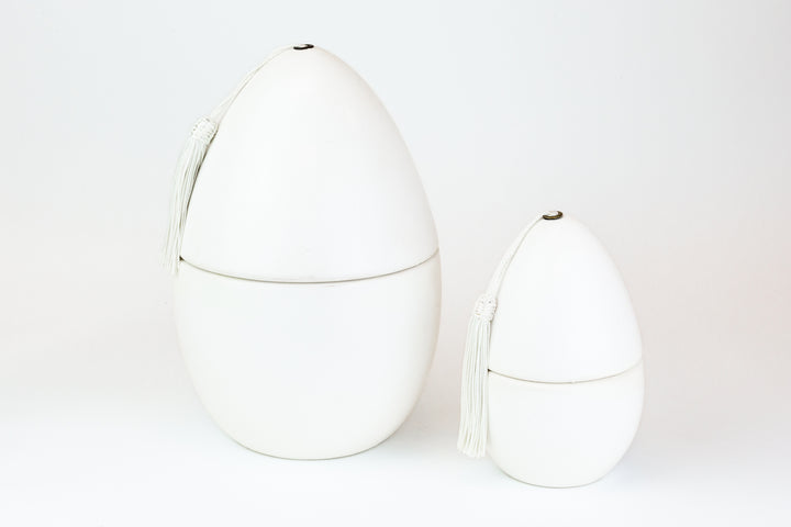 Moroccan Scented Egg Candle – Tadelakt Candle with Tassel (Multiple Sizes + Scents)