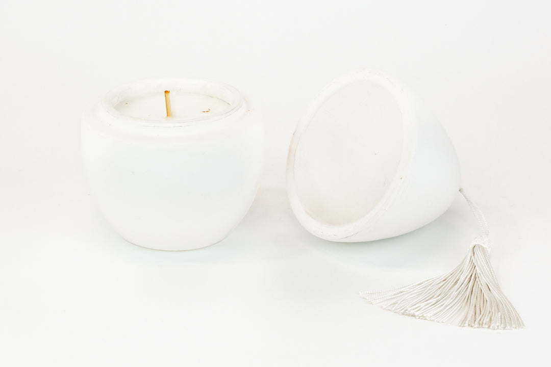 White Moroccan Egg-Shaped Scented Candle