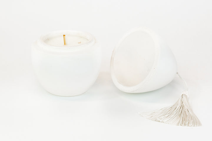 White Moroccan Egg-Shaped Scented Candle