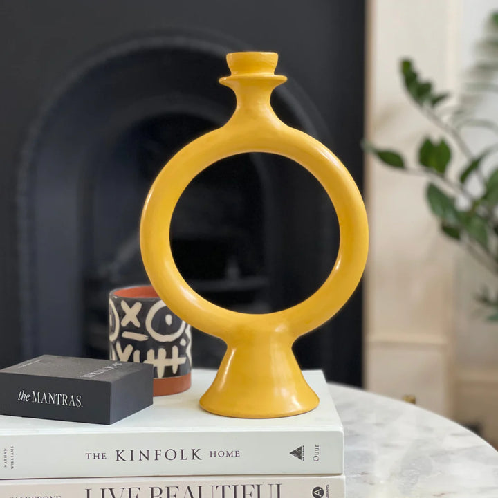 Handmade Moroccan Tadelakt Candle Holder – Modern Sculptural Design