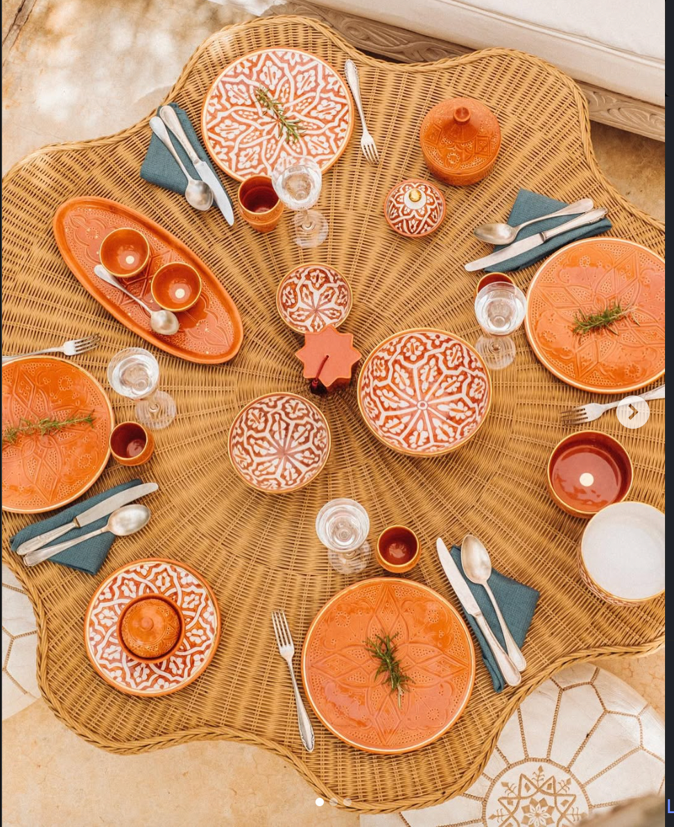 Handmade Moroccan Ceramic Plate – Orange Dinner Plate or Dessert Dish