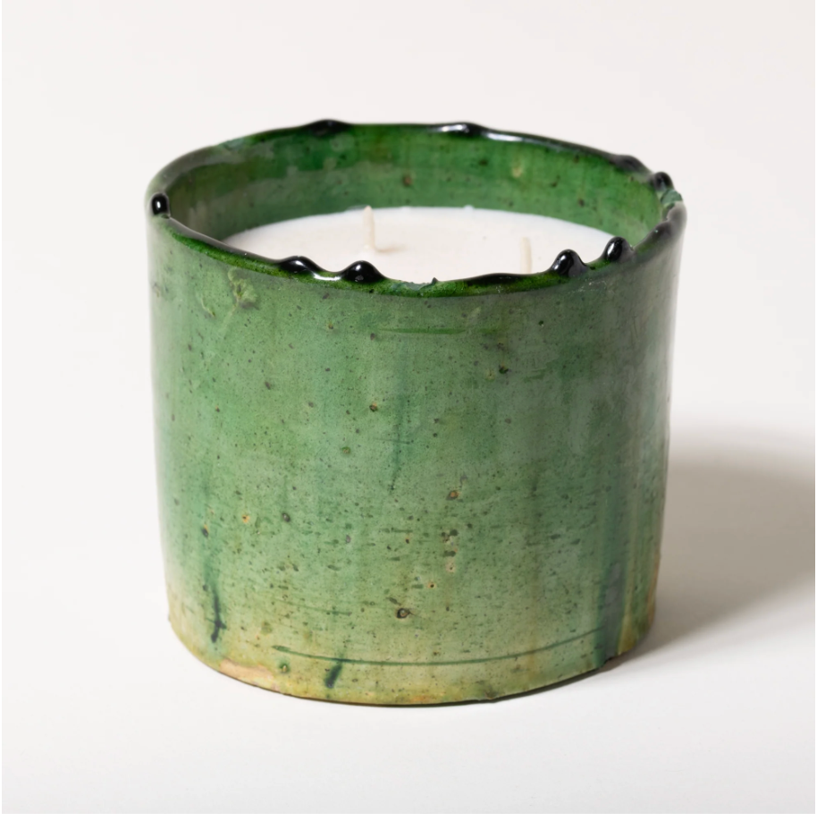 Moroccan Tamegroute Scented Candle – Ceramic Candle with Unique Green Glaze