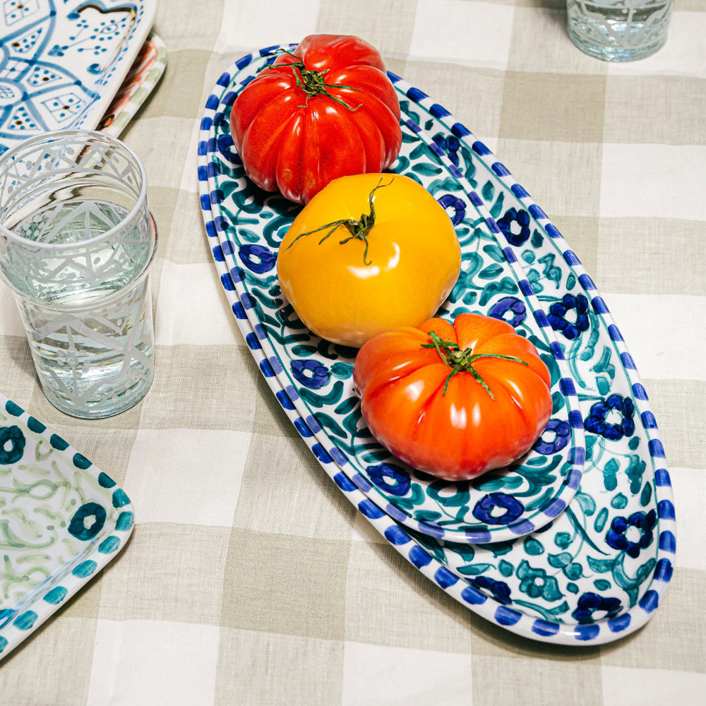 Colorful Ceramic Tray, Artistic Serving Platter, Moroccan Handcrafted Tray