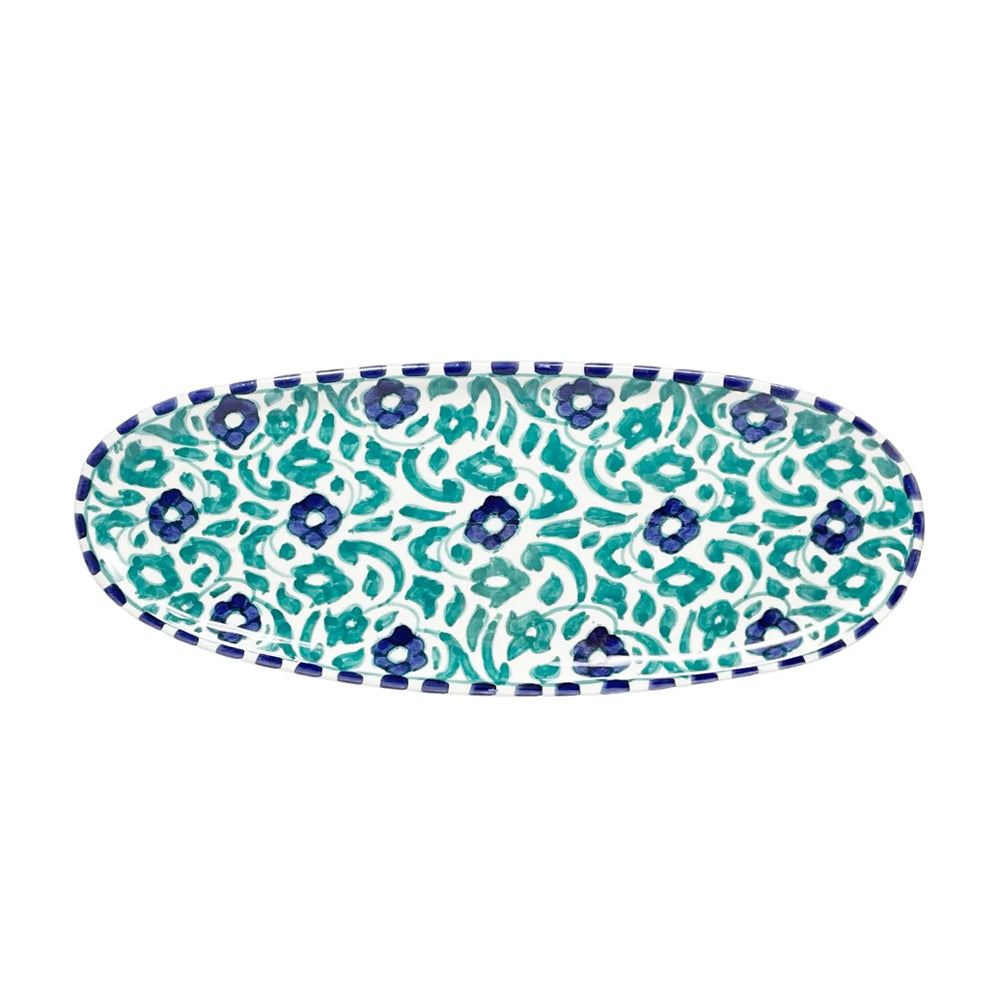 Handpainted Ceramic Platter, Unique Oval Serving Tray, Moroccan Serving Platter