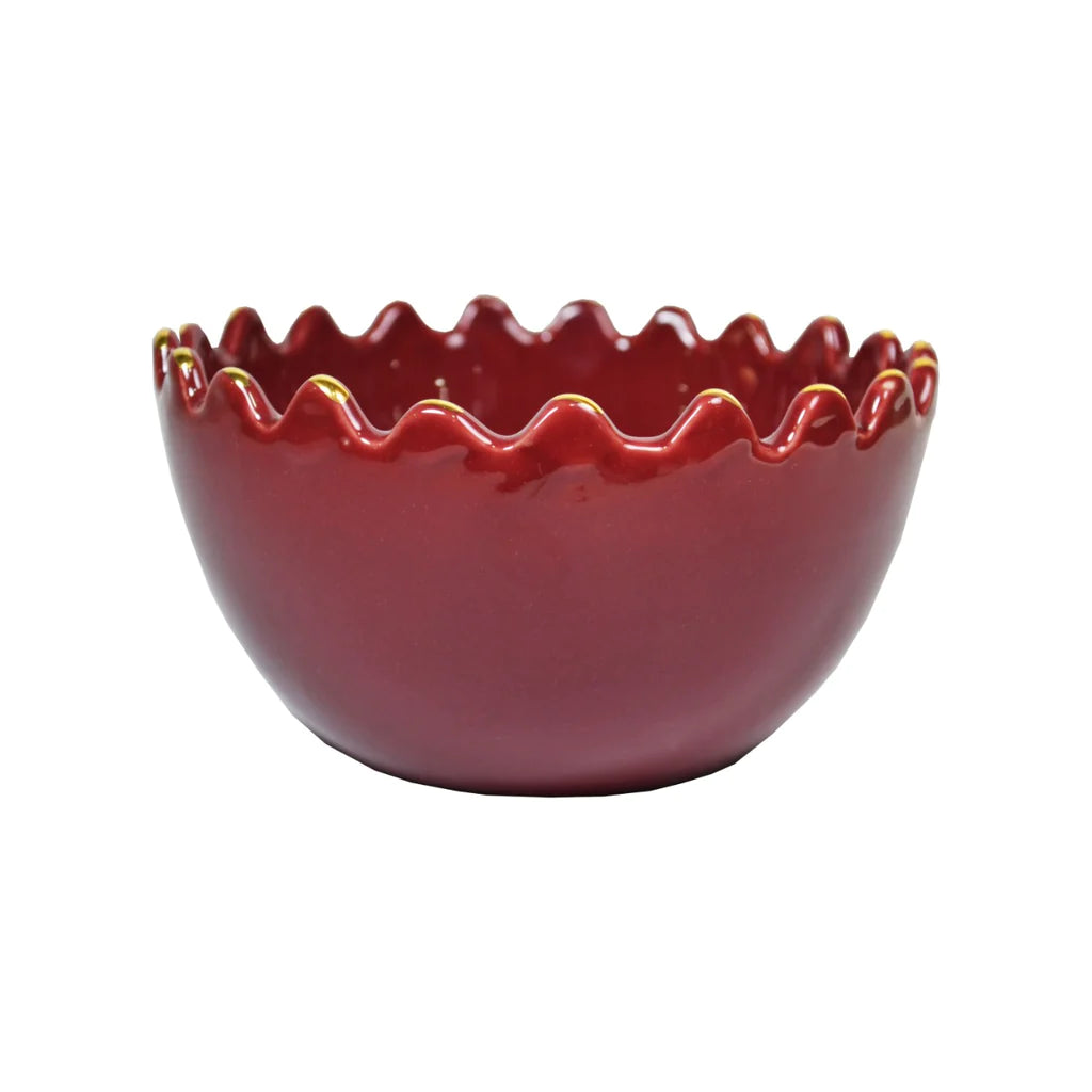 Lifestyle image of Scallop-Edge Small Bowl – Moroccan ceramic bowl used for serving fruit, showcasing its scallop design