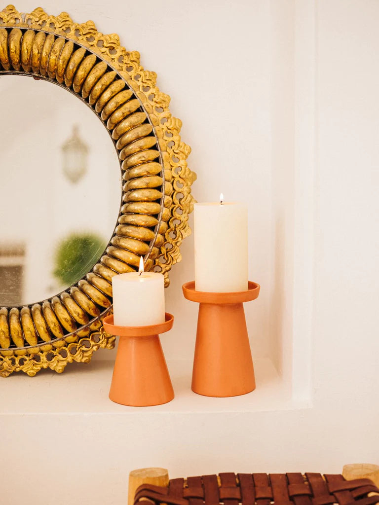 Tadelakt Candle Holder Set - Terracotta