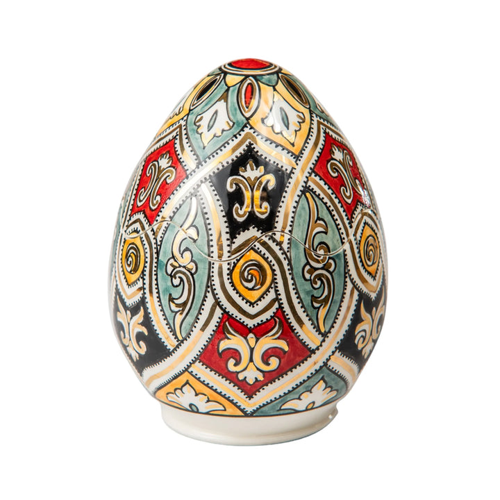 Handcrafted Multicolor Ceramic Egg-Shaped Scented Candle, Moroccan Home Fragrance, Decorative Candle