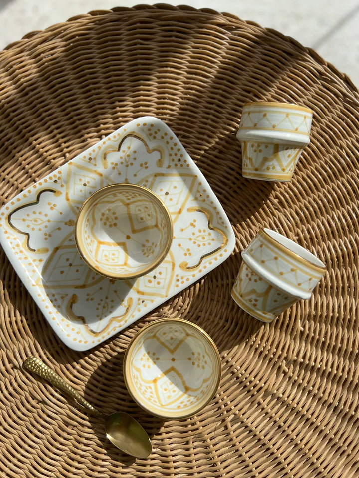 Moroccan Zwak Ceramic Tray With 12k Gold Details