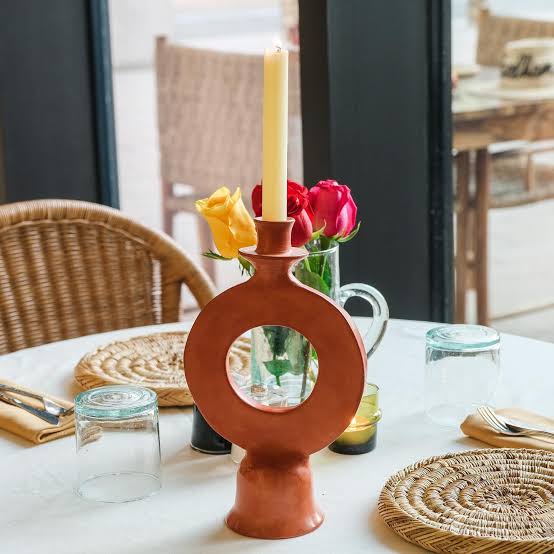 Full Moon Terracotta Candle Holder
