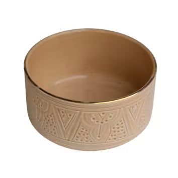 Handmade Moroccan Ceramic Bowl – Embossed Design and Gold Rim