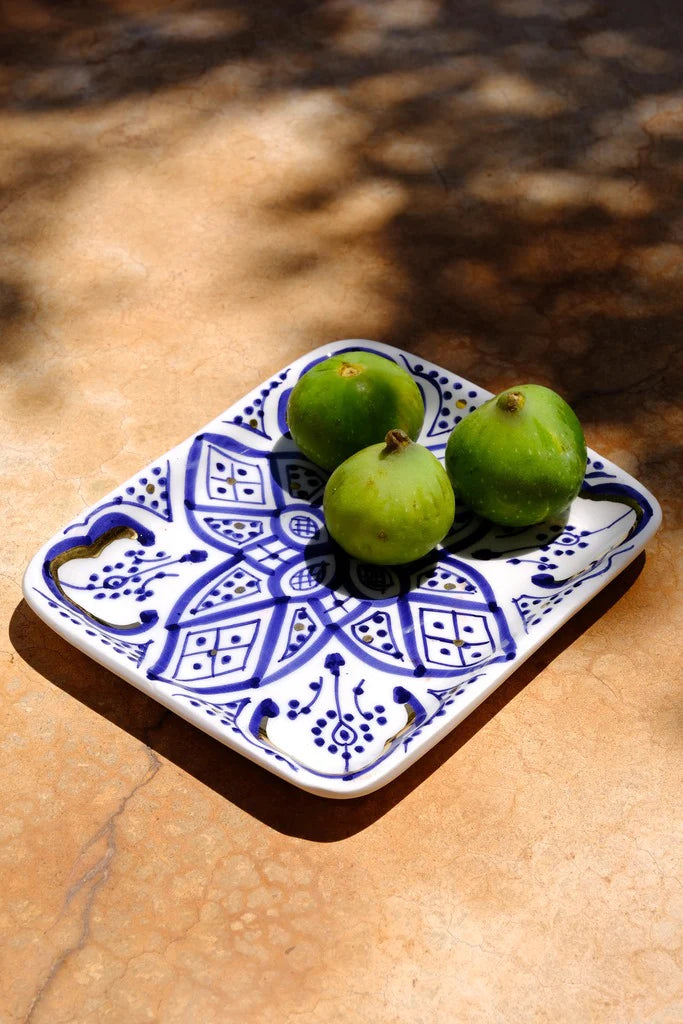 Moroccan Zwak Ceramic Tray With 12k Gold Details