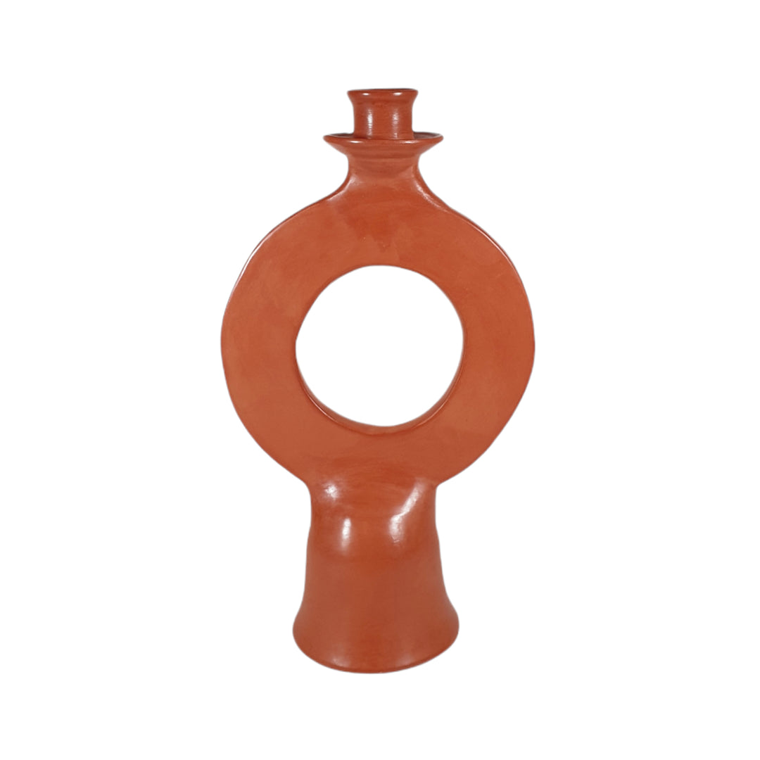 Full Moon Terracotta Candleholder in circular modern design